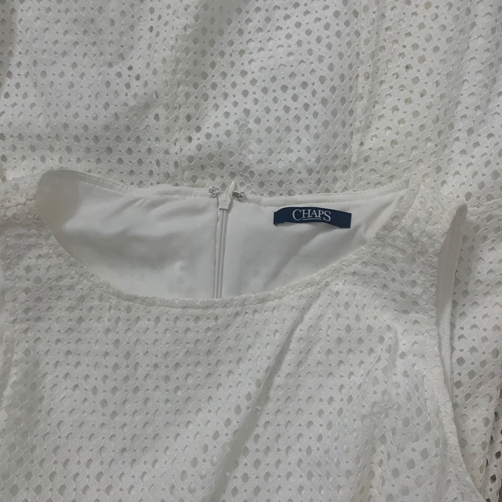 CHAPS white lace sleeveless dress